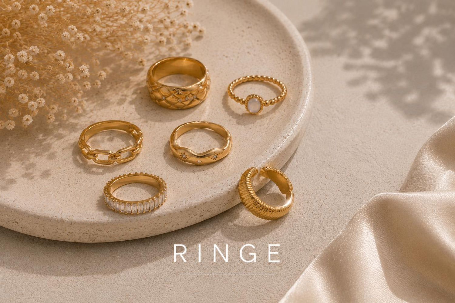 Moderne Damenringe aus wasserfestem und kratzfestem Edelstahl in Gold und Silber
