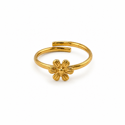 Dainty Daisy Open Ring Gold – Gänseblümchen Ring vergoldeter Edelstahl größenverstellbar – NEVAJA