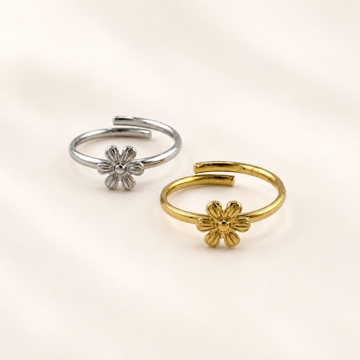 Dainty Daisy Open Ring Gold Silber – Gänseblümchen Ring wasserfest Geschenkidee – NEVAJA
