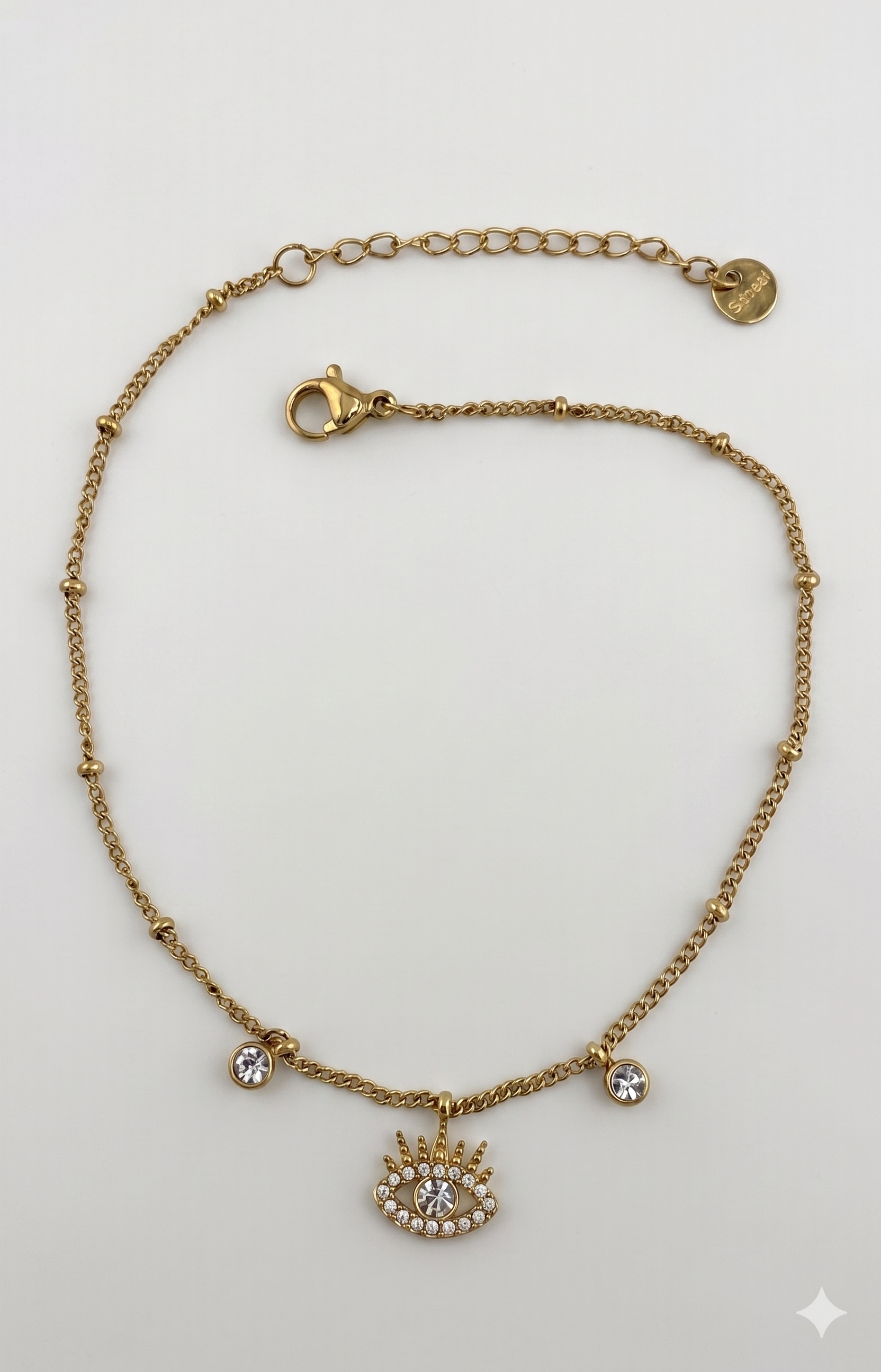 Majestic Nazar Beach Fußkettchen Gold Flatlay – Nazar Talisman Fußkettchen Edelstahl vergoldet NEVAJA