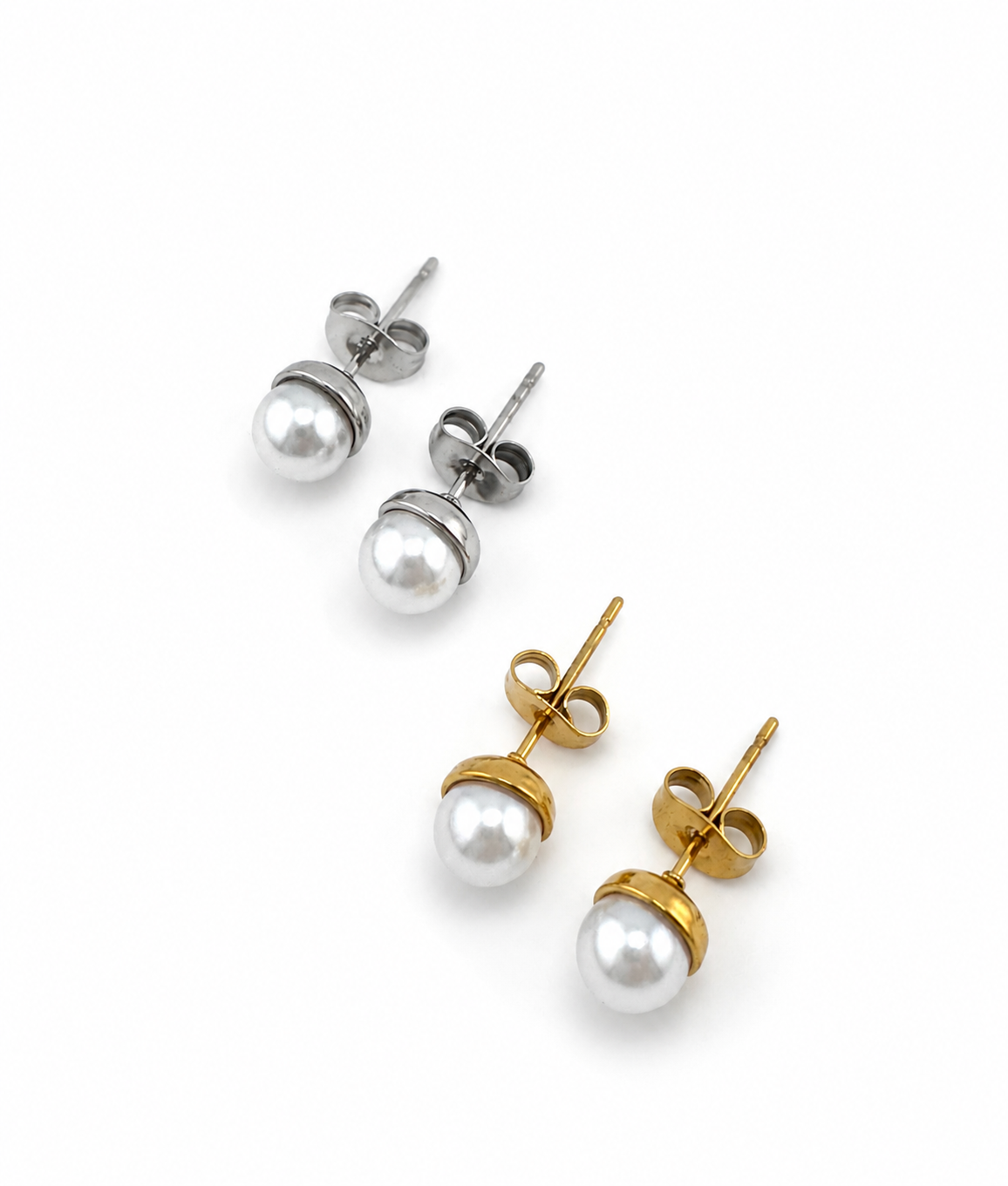 Minimalist Pearl Studs Gold Silber – Zeitlose Perlen Ohrstecker Edelstahl Everyday – NEVAJA